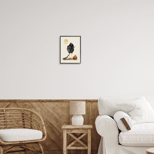 Stupell Industries Halloween Black Bird Witch Framed Giclee Art